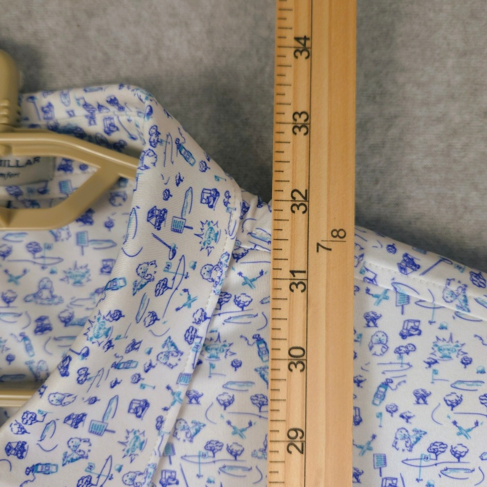 Peter Millar Summer Comfort Polo Mens XL White Blue Golf Print Eisenhower USAFA - Picture 8 of 8